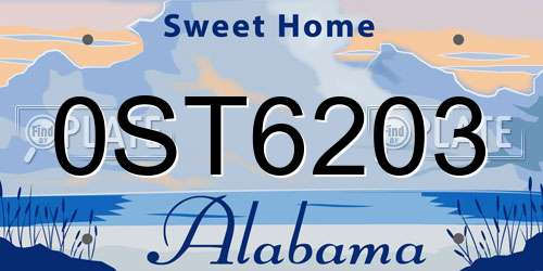 0ST6203 Alabama License Plate