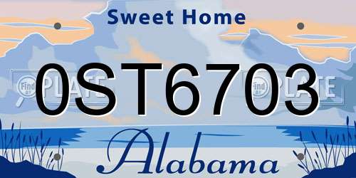 0ST6703 Alabama License Plate