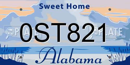 0ST821 Alabama License Plate