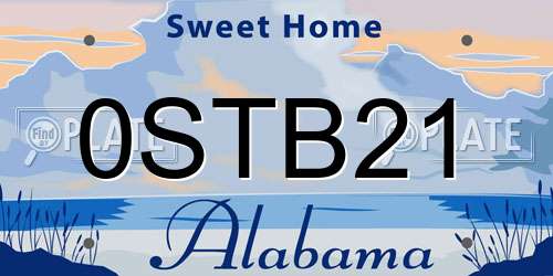 0STB21 Alabama License Plate