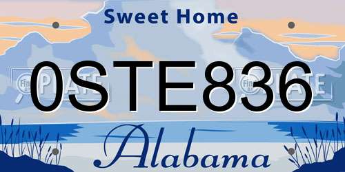 0STE836 Alabama License Plate
