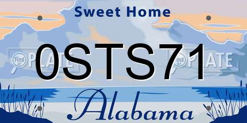 0STS71 Alabama License Plate
