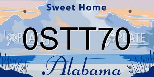 0STT70 Alabama License Plate