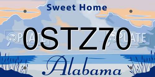 0STZ70 Alabama License Plate