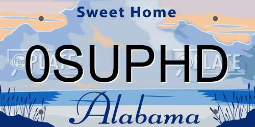 0SUPHD Alabama License Plate