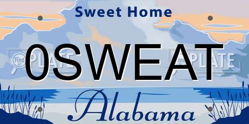 0SWEAT Alabama License Plate