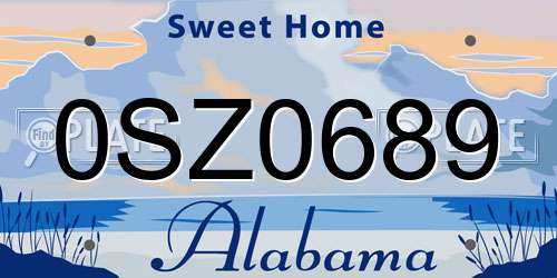0SZ0689 Alabama License Plate