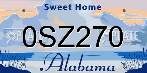 0SZ270 Alabama License Plate