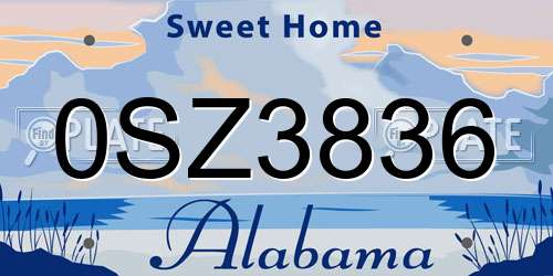 0SZ3836 Alabama License Plate