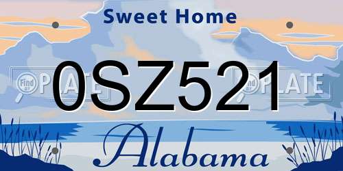0SZ521 Alabama License Plate