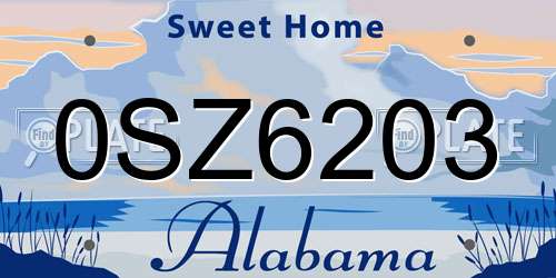 0SZ6203 Alabama License Plate