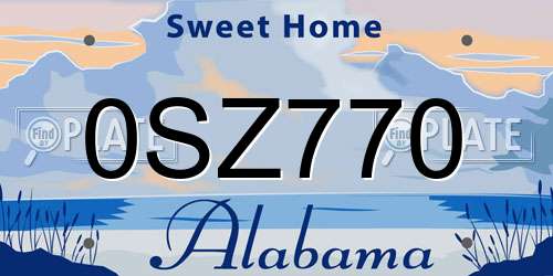 0SZ770 Alabama License Plate