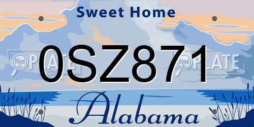 0SZ871 Alabama License Plate