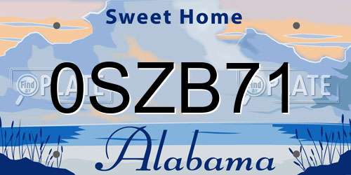 0SZB71 Alabama License Plate