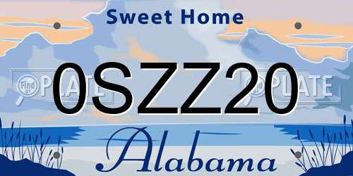0SZZ20 Alabama License Plate
