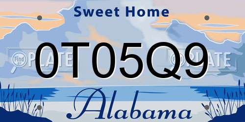 0T05Q9 Alabama License Plate
