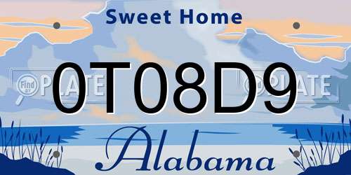 0T08D9 Alabama License Plate