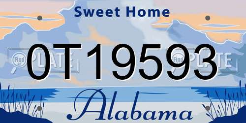 0T19593 Alabama License Plate