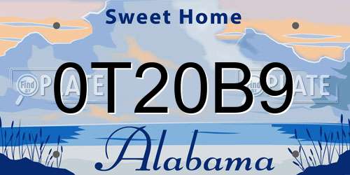 0T20B9 Alabama License Plate