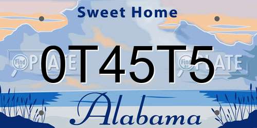 0T45T5 Alabama License Plate