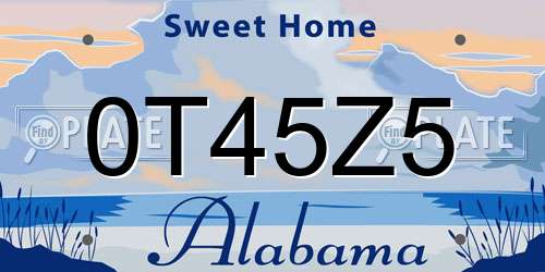 0T45Z5 Alabama License Plate