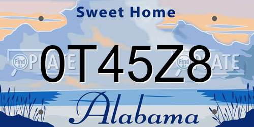 0T45Z8 Alabama License Plate