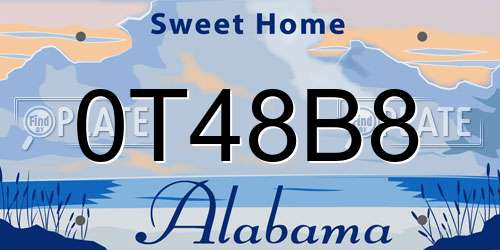 0T48B8 Alabama License Plate