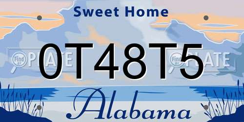 0T48T5 Alabama License Plate
