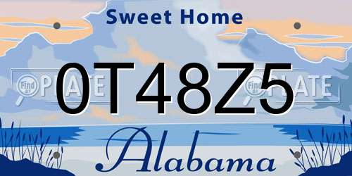 0T48Z5 Alabama License Plate