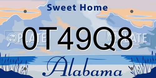 0T49Q8 Alabama License Plate
