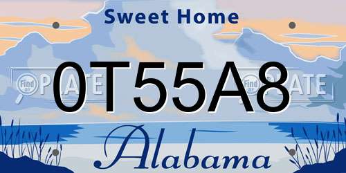 0T55A8 Alabama License Plate