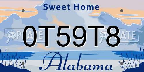 0T59T8 Alabama License Plate