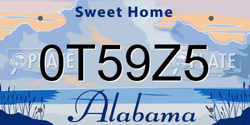 0T59Z5 Alabama License Plate