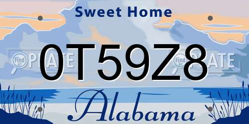 0T59Z8 Alabama License Plate