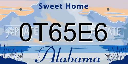 0T65E6 Alabama License Plate