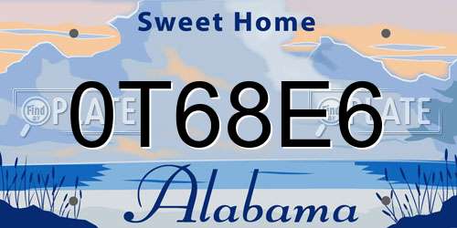 0T68E6 Alabama License Plate