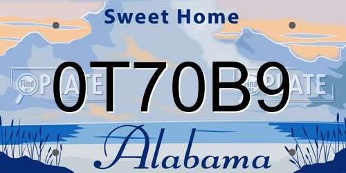 0T70B9 Alabama License Plate