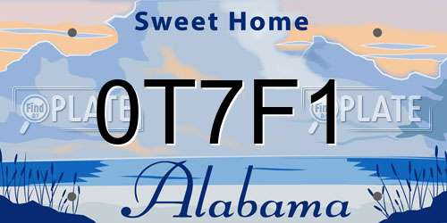 0T7F1 Alabama License Plate