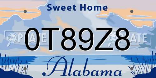 0T89Z8 Alabama License Plate