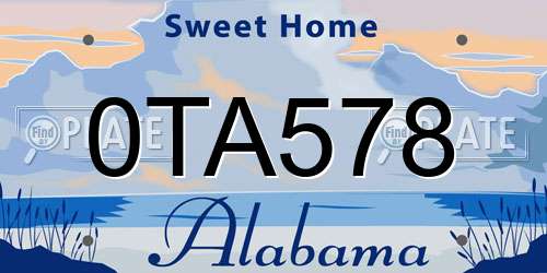 0TA578 Alabama License Plate