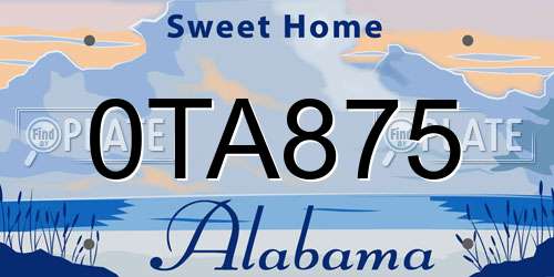 0TA875 Alabama License Plate