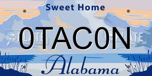 0TAC0N Alabama License Plate