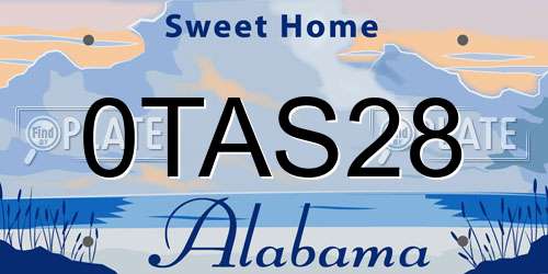 0TAS28 Alabama License Plate