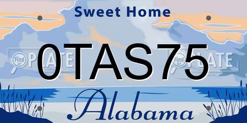 0TAS75 Alabama License Plate