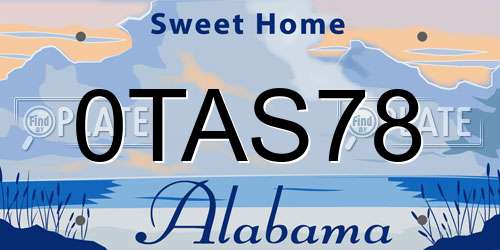 0TAS78 Alabama License Plate