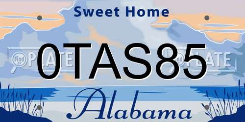 0TAS85 Alabama License Plate
