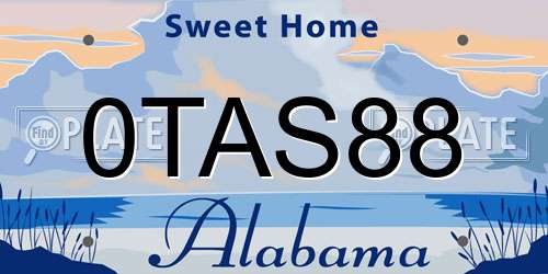 0TAS88 Alabama License Plate