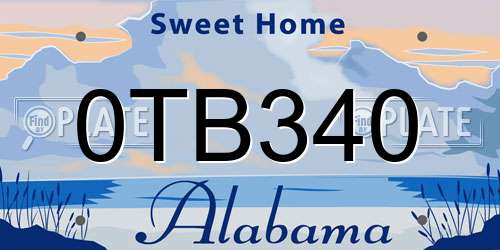 0TB340 Alabama License Plate