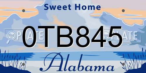 0TB845 Alabama License Plate