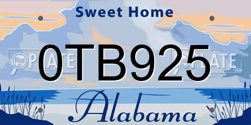 0TB925 Alabama License Plate
